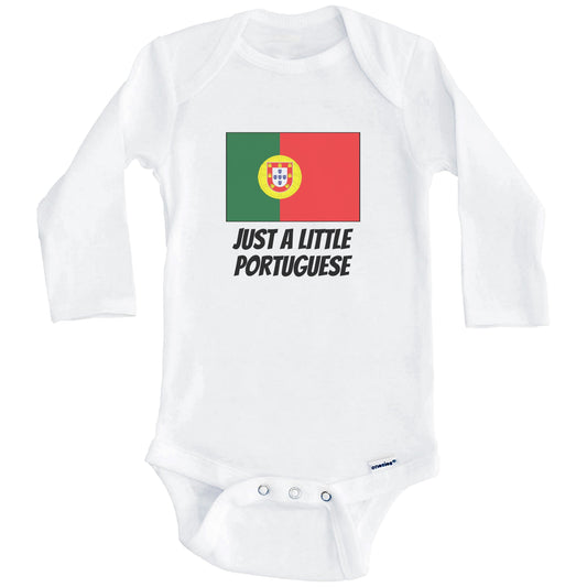 Just A Little Portuguese Cute Portugal Flag Baby Onesie (Long Sleeves)