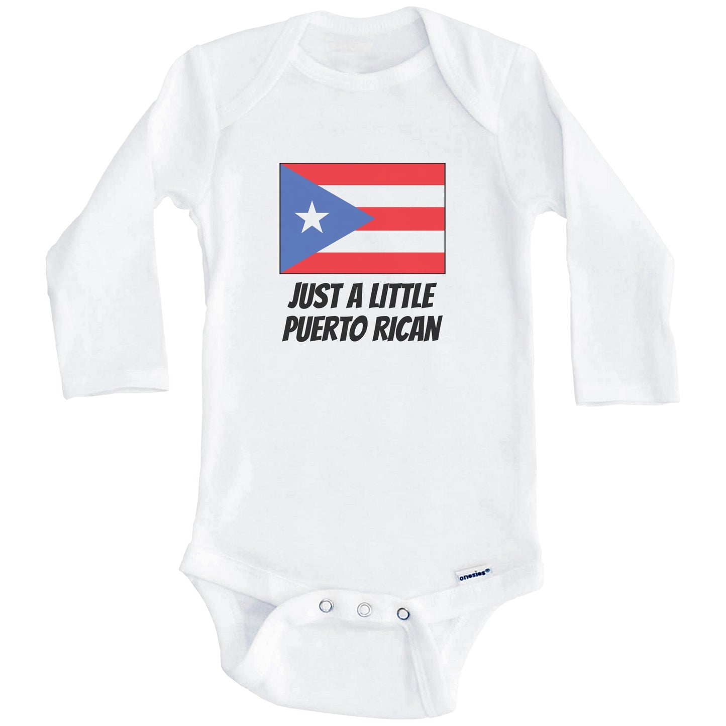 Just A Little Puerto Rican Cute Puerto Rico Flag Baby Onesie (Long Sleeves)