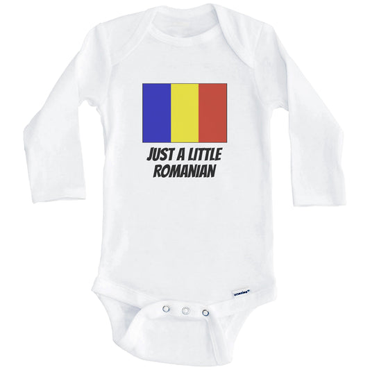 Just A Little Romanian Cute Romania Flag Baby Onesie (Long Sleeves)