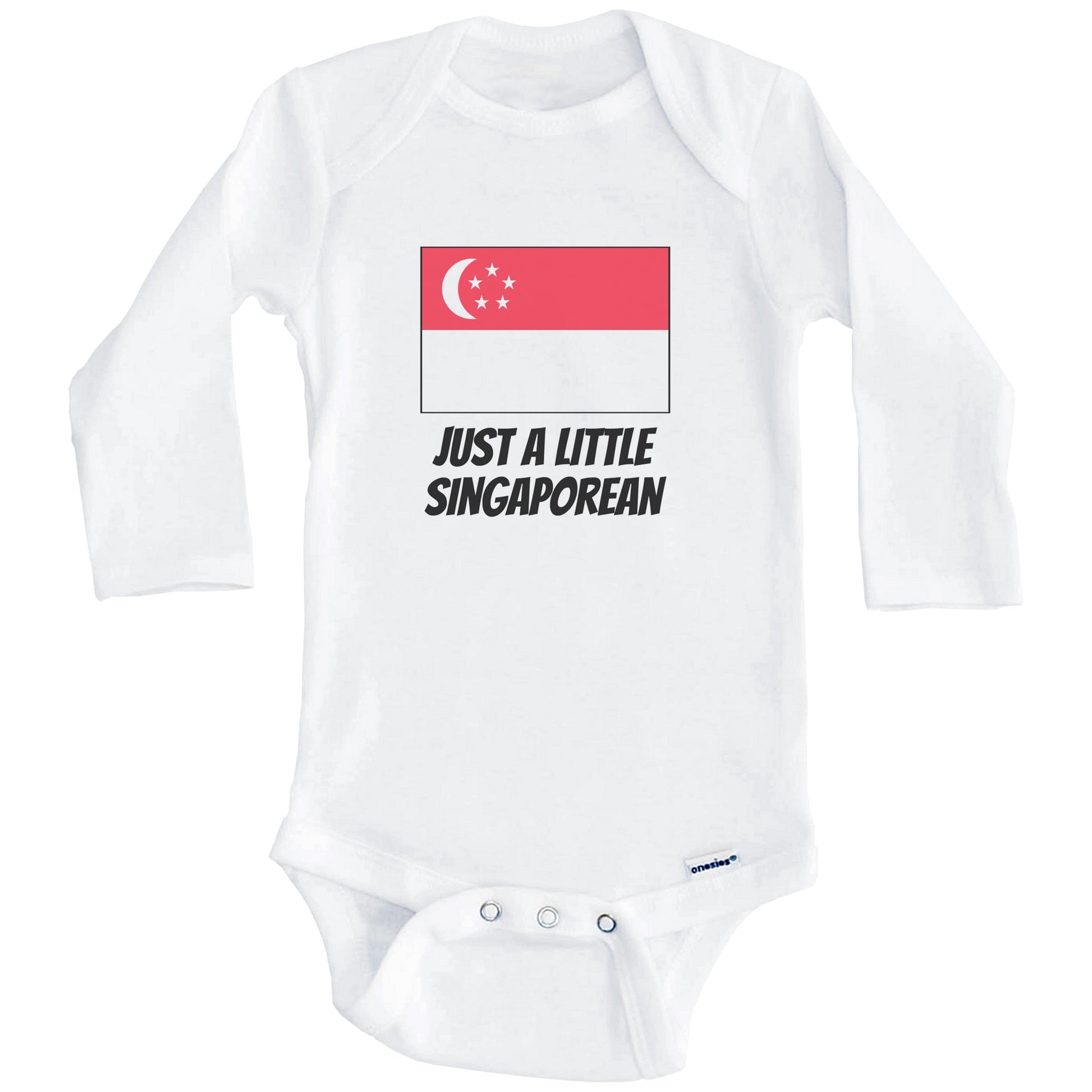 Just A Little Singaporean Cute Singapore Flag Baby Onesie (Long Sleeves)