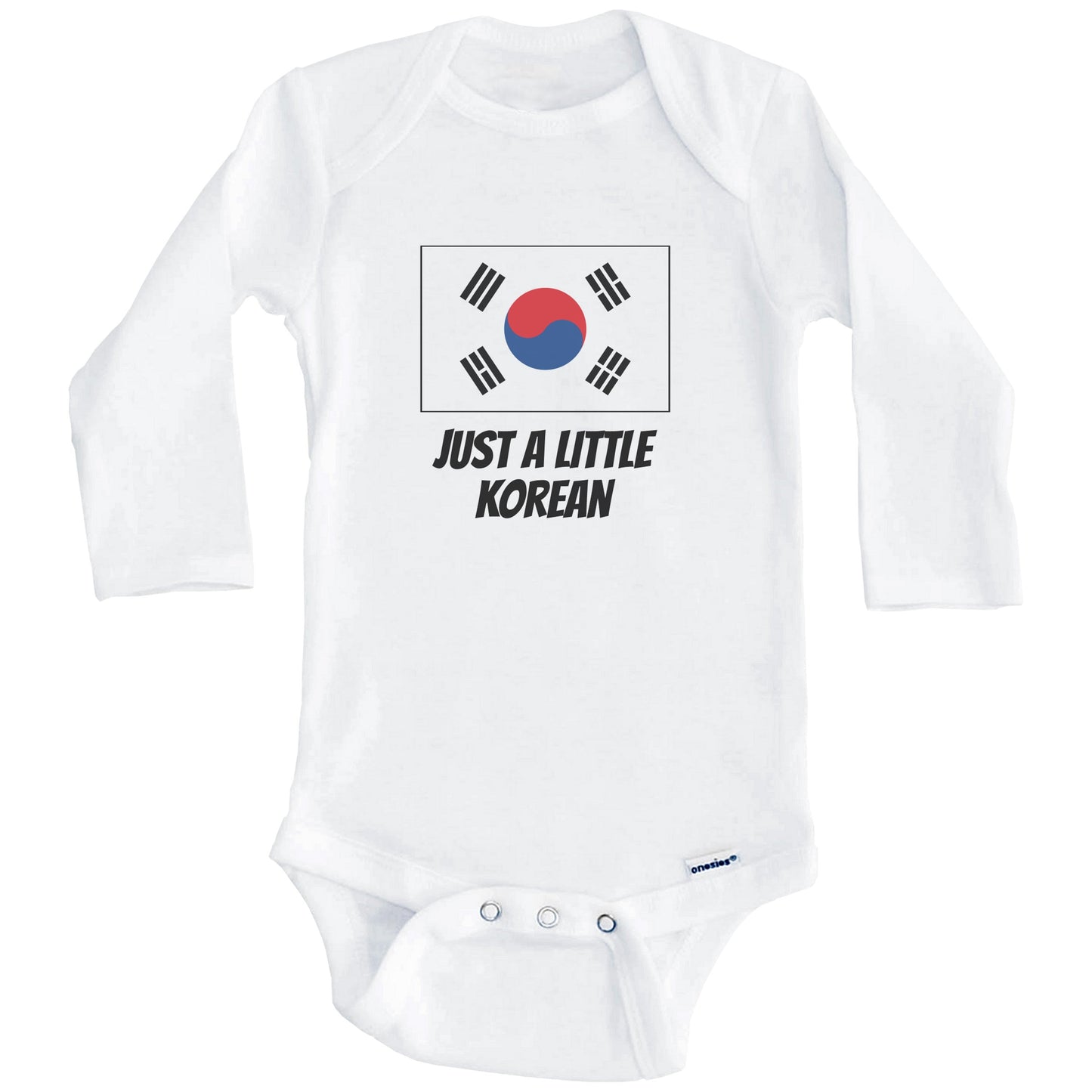 Just A Little Korean Cute South Korea Flag Baby Onesie (Long Sleeves)