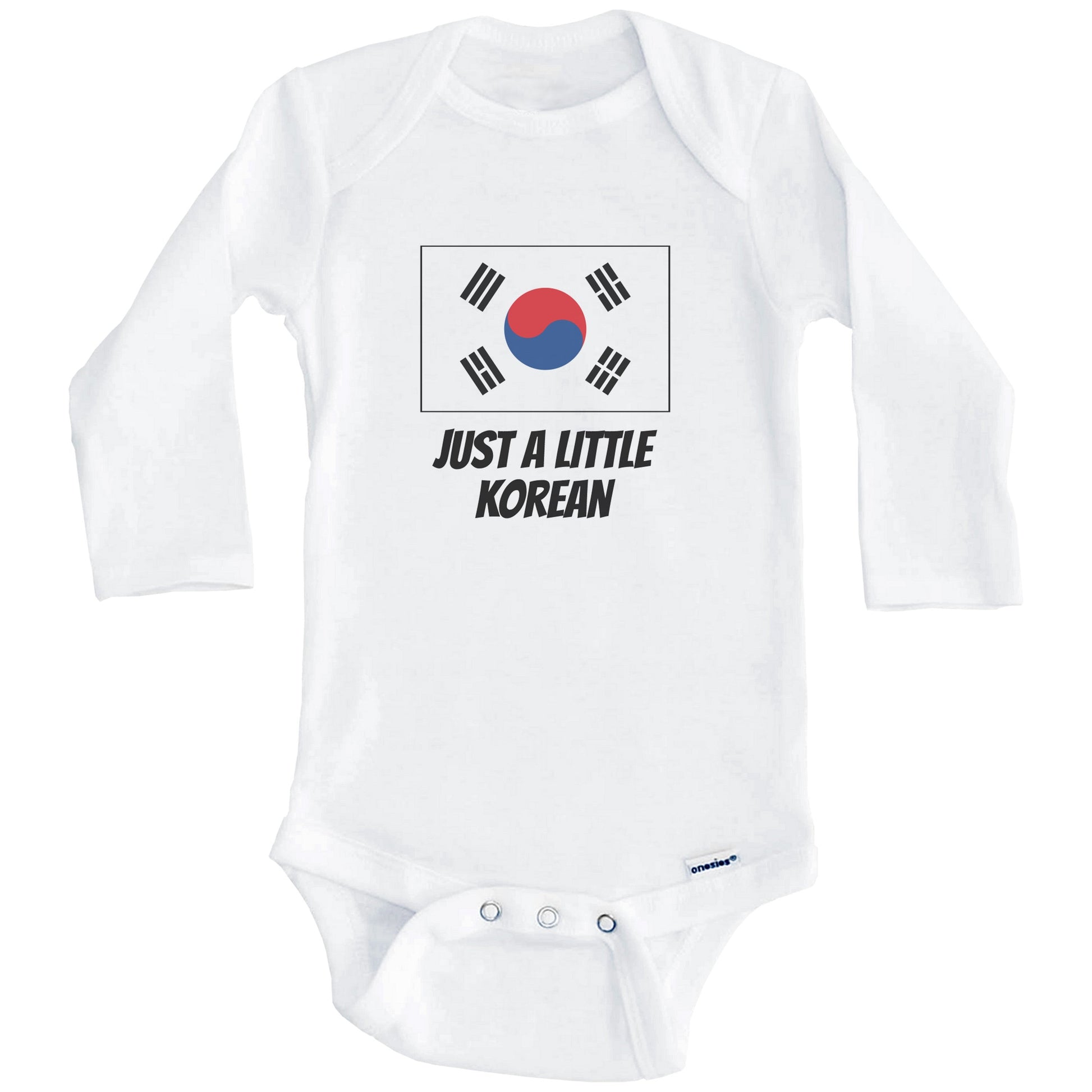 Just A Little Korean Cute South Korea Flag Baby Onesie (Long Sleeves)