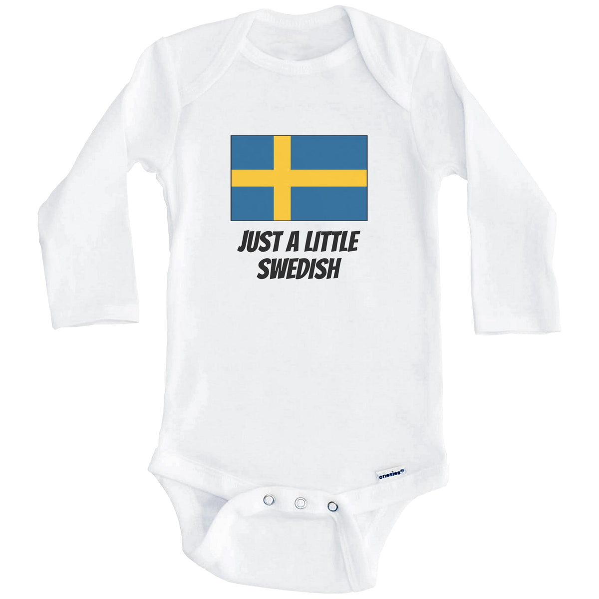 Just A Little Swedish Cute Sweden Flag Baby Onesie (Long Sleeves)