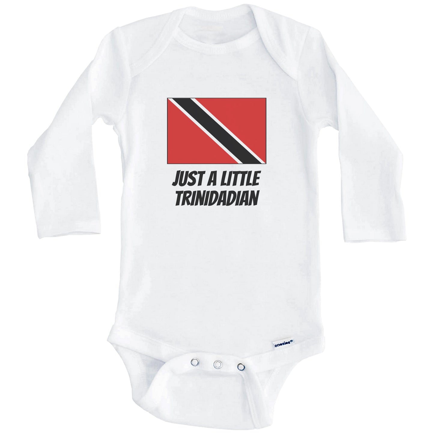 Just A Little Trinidadian Cute Trinidad and Tobago Flag Baby Onesie (Long Sleeves)