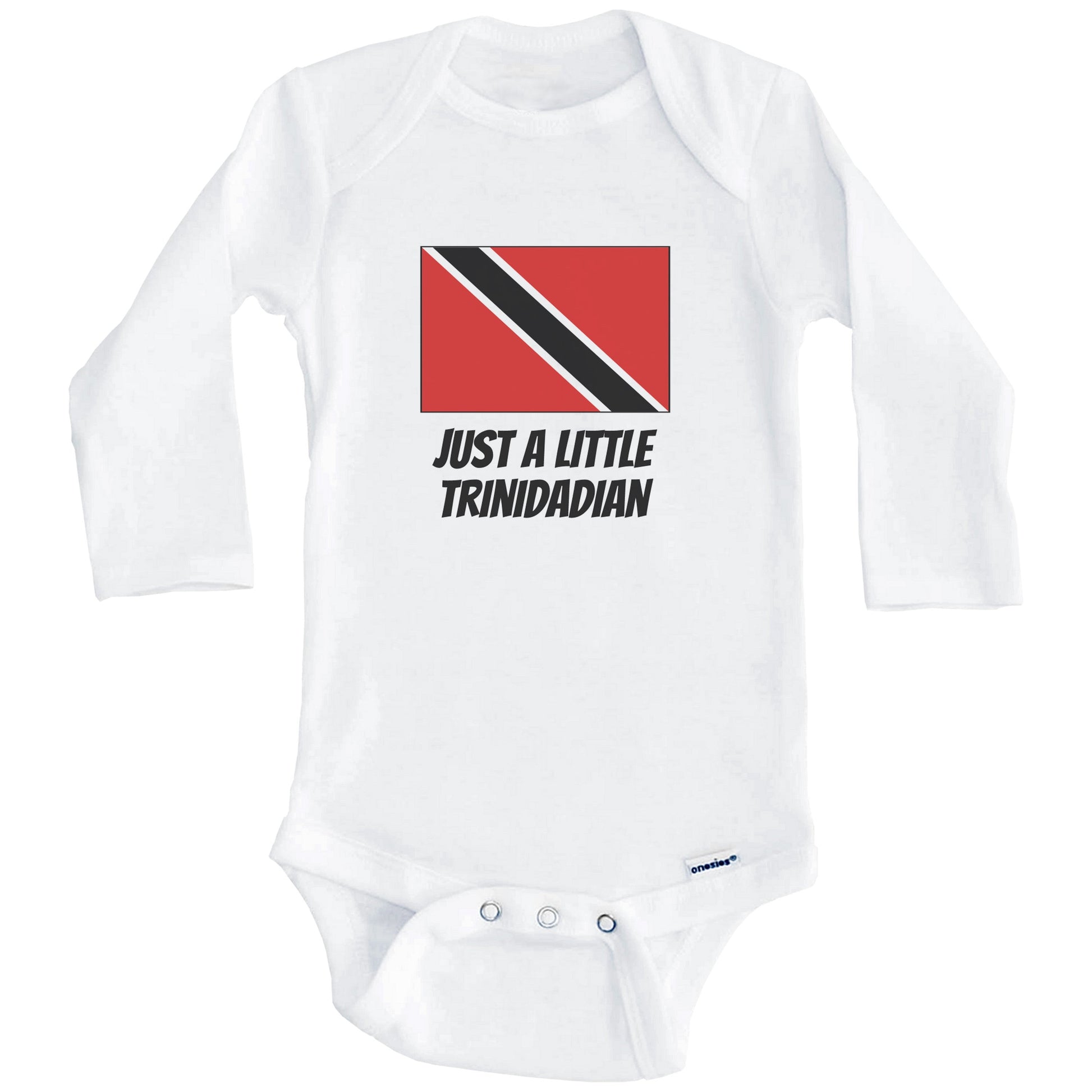 Just A Little Trinidadian Cute Trinidad and Tobago Flag Baby Onesie (Long Sleeves)