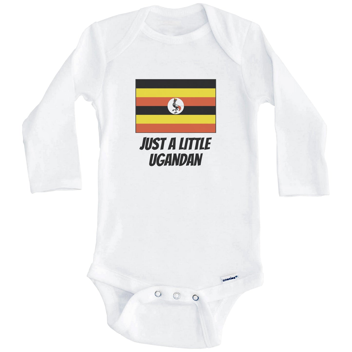 Just A Little Ugandan Cute Uganda Flag Baby Onesie (Long Sleeves)