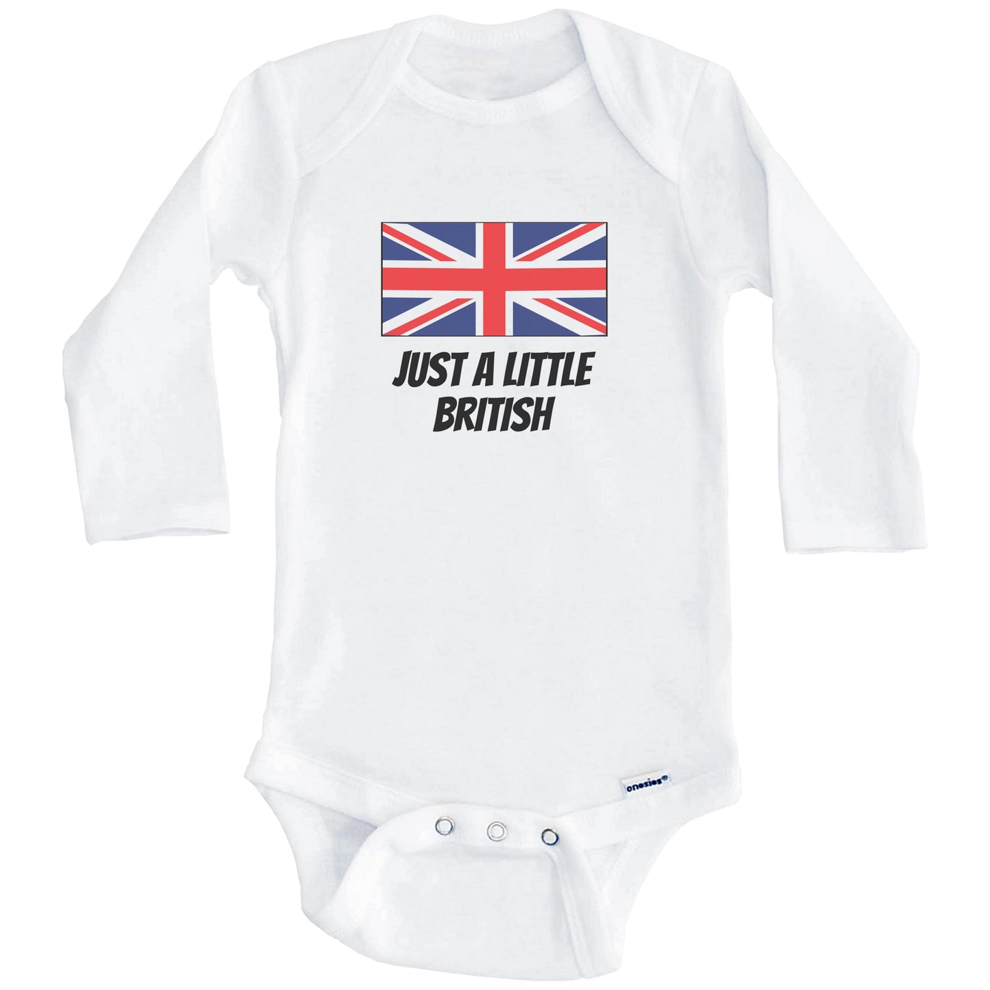 Just A Little British Cute United Kingdom Flag Baby Onesie (Long Sleeves)