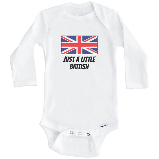 Just A Little British Cute United Kingdom Flag Baby Onesie (Long Sleeves)
