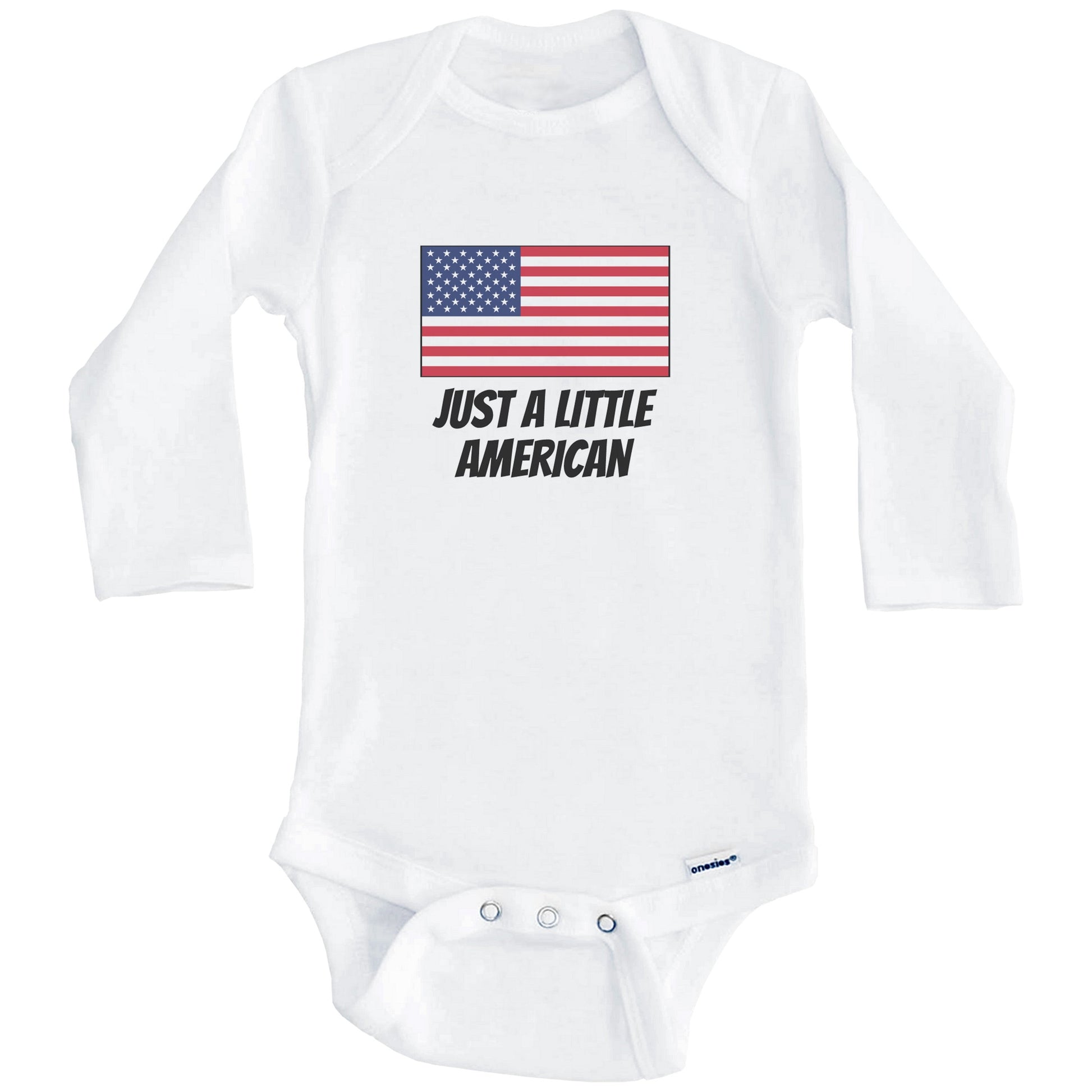 Just A Little American Cute United States Flag Baby Onesie (Long Sleeves)