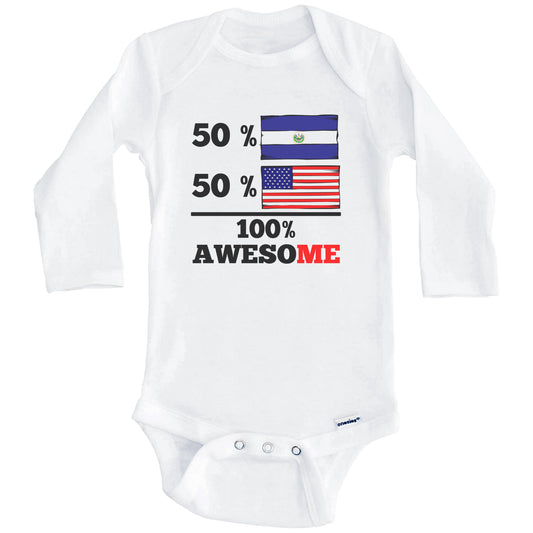 Half El Salvadorian Half American 100% Awesome Baby Onesie (Long Sleeves)