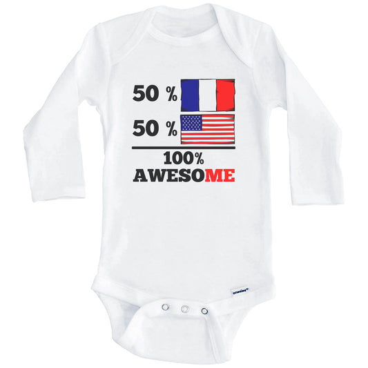 Half French Half American 100% Awesome Baby Onesie (Long Sleeves)
