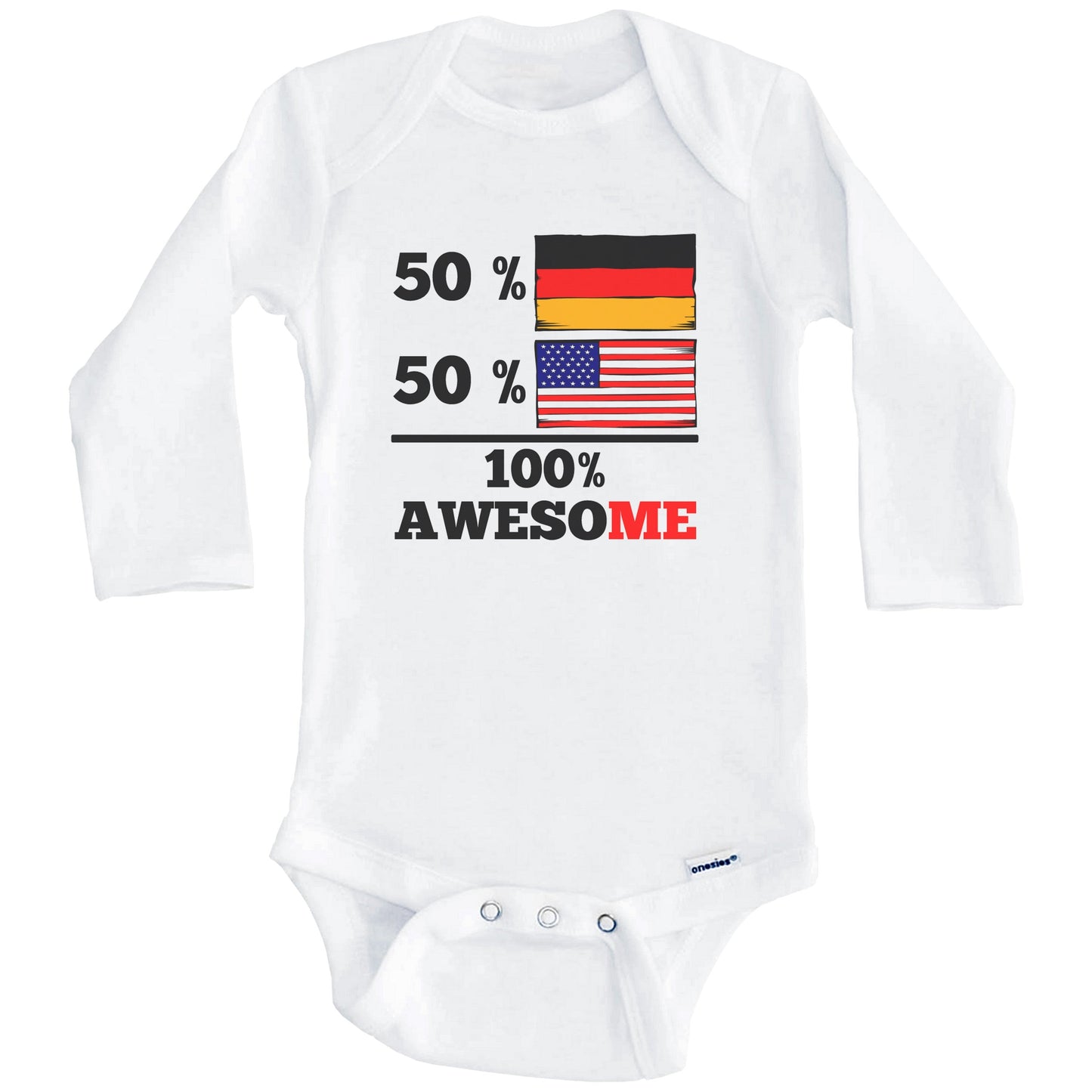 Half German Half American 100% Awesome Baby Onesie (Long Sleeves)