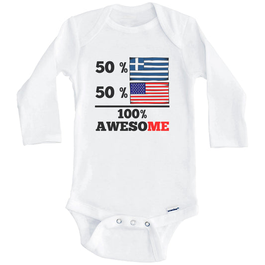 Half Greek Half American 100% Awesome Baby Onesie (Long Sleeves)