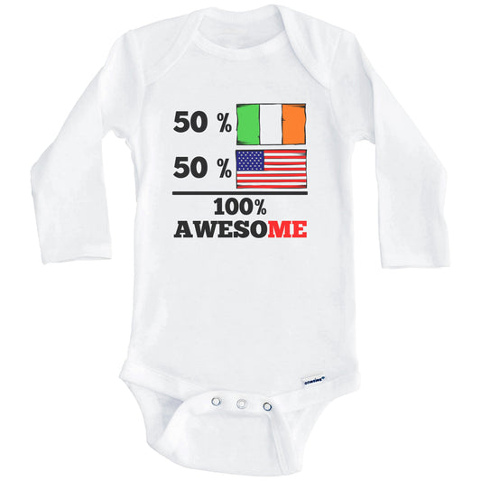 Half Irish Half American 100% Awesome Baby Onesie (Long Sleeves)