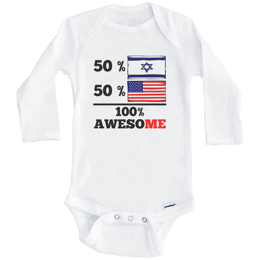 Half Israeli Half American 100% Awesome Baby Onesie (Long Sleeves)