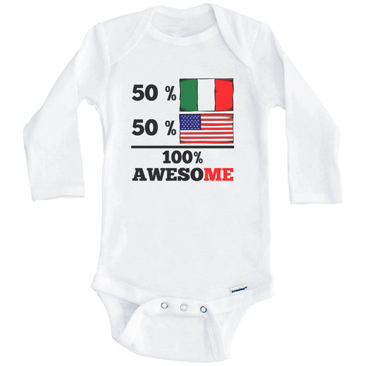 Half Italian Half American 100% Awesome Baby Onesie (Long Sleeves)