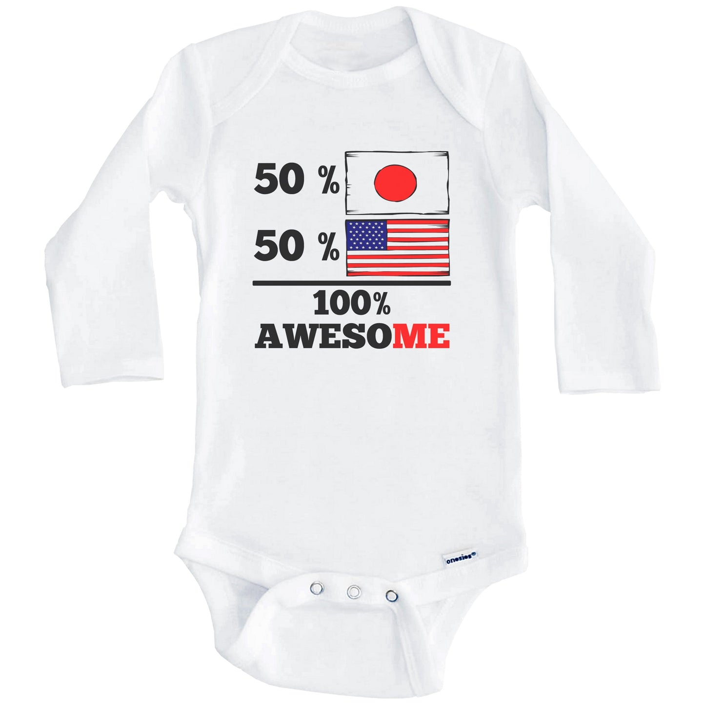 Half Japanese Half American 100% Awesome Baby Onesie (Long Sleeves)