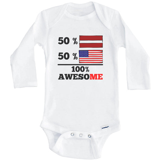Half Latvian Half American 100% Awesome Baby Onesie (Long Sleeves)