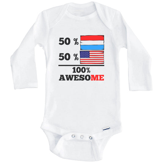 Half Luxembourgish Half American 100% Awesome Baby Onesie (Long Sleeves)