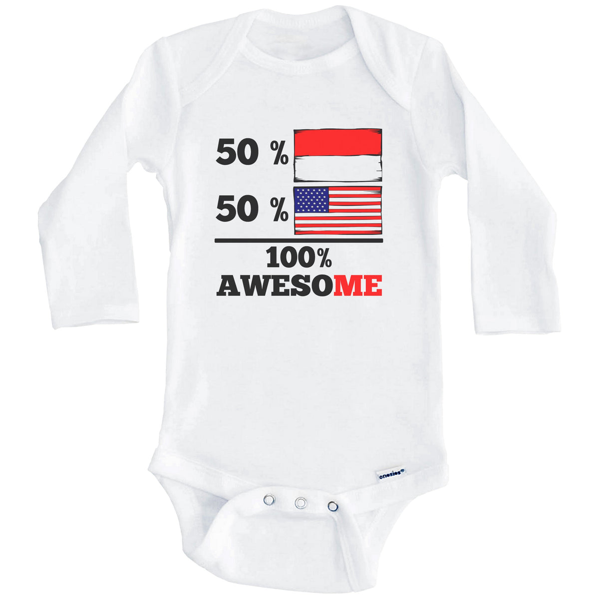 Half Monacan Half American 100% Awesome Baby Onesie (Long Sleeves)