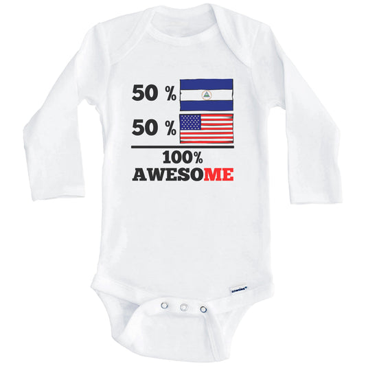 Half Nicaraguan Half American 100% Awesome Baby Onesie (Long Sleeves)