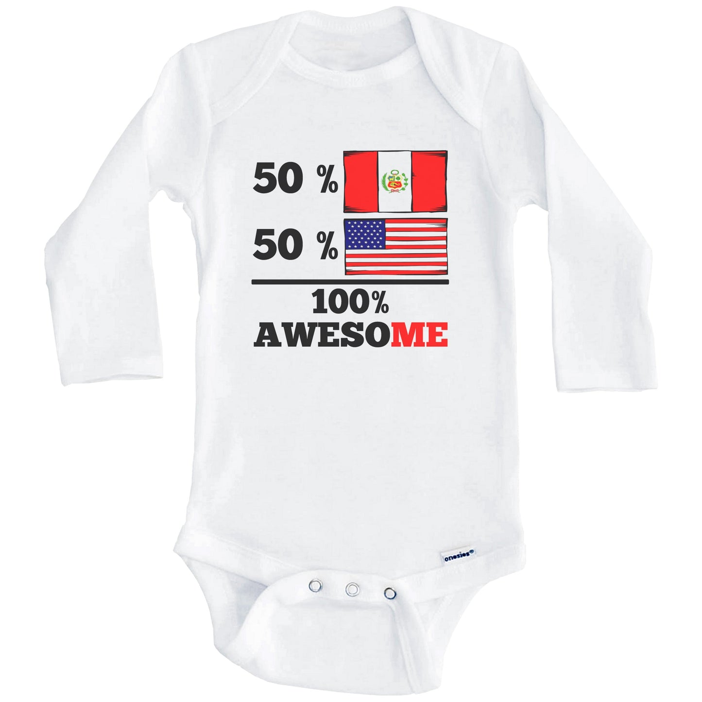 Half Peruvian Half American 100% Awesome Baby Onesie (Long Sleeves)