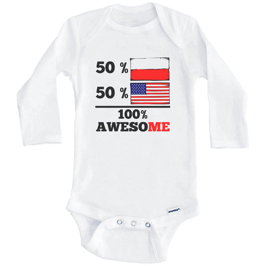 Half Polish Half American 100% Awesome Baby Onesie (Long Sleeves)