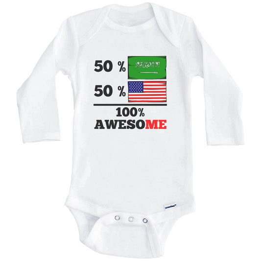 Half Saudi Arabian Half American 100% Awesome Baby Onesie (Long Sleeves)