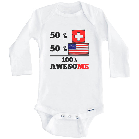Half Swiss Half American 100% Awesome Baby Onesie (Long Sleeves)