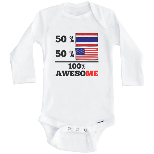 Half Thai Half American 100% Awesome Baby Onesie (Long Sleeves)