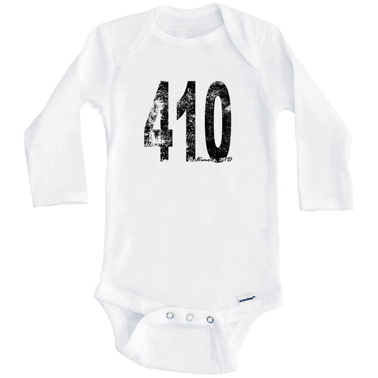 410 Baltimore Maryland Area Code Baby Onesie - One Piece Baby Bodysuit (Long Sleeves)