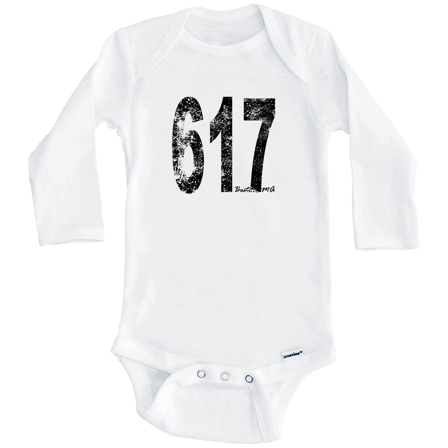 617 Boston Massachusetts Area Code Baby Onesie - One Piece Baby Bodysuit (Long Sleeves)