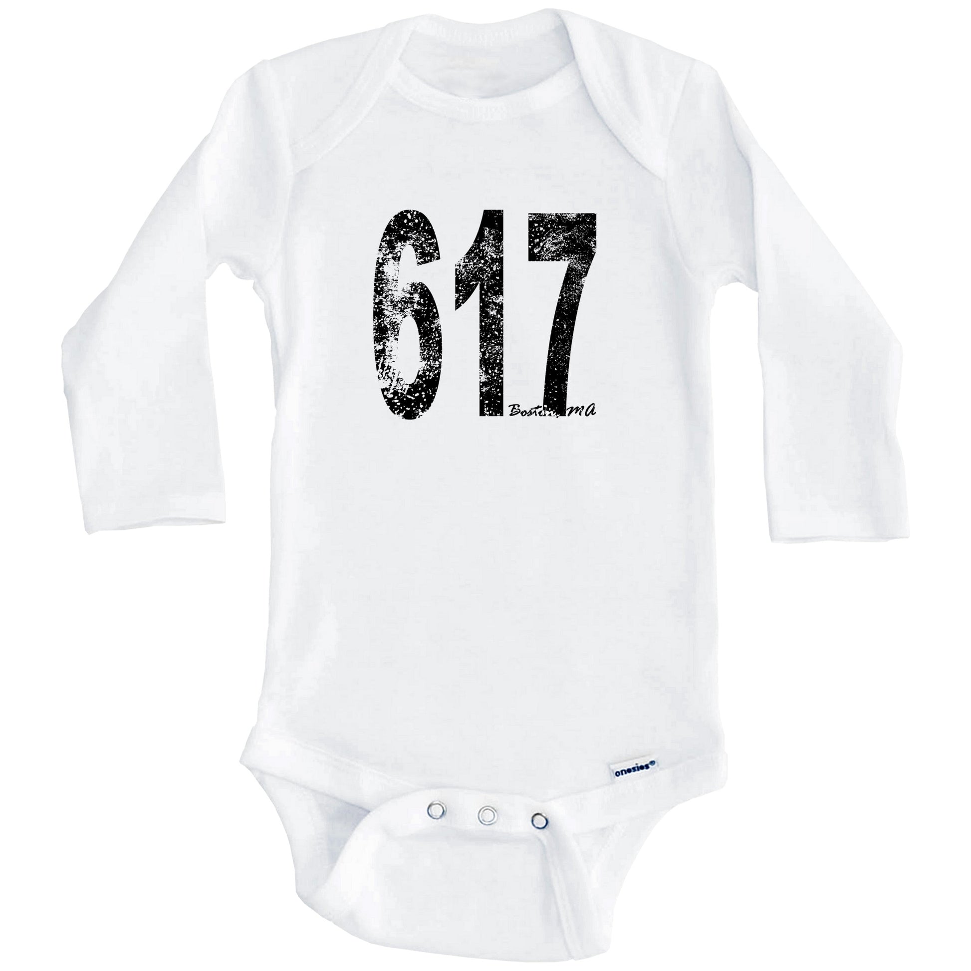 617 Boston Massachusetts Area Code Baby Onesie - One Piece Baby Bodysuit (Long Sleeves)
