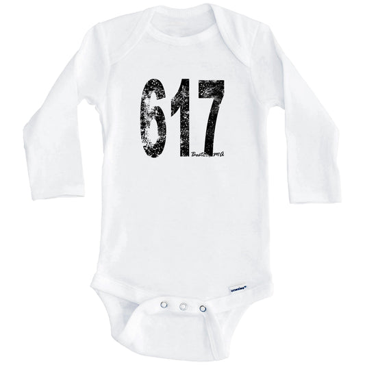 617 Boston Massachusetts Area Code Baby Onesie - One Piece Baby Bodysuit (Long Sleeves)