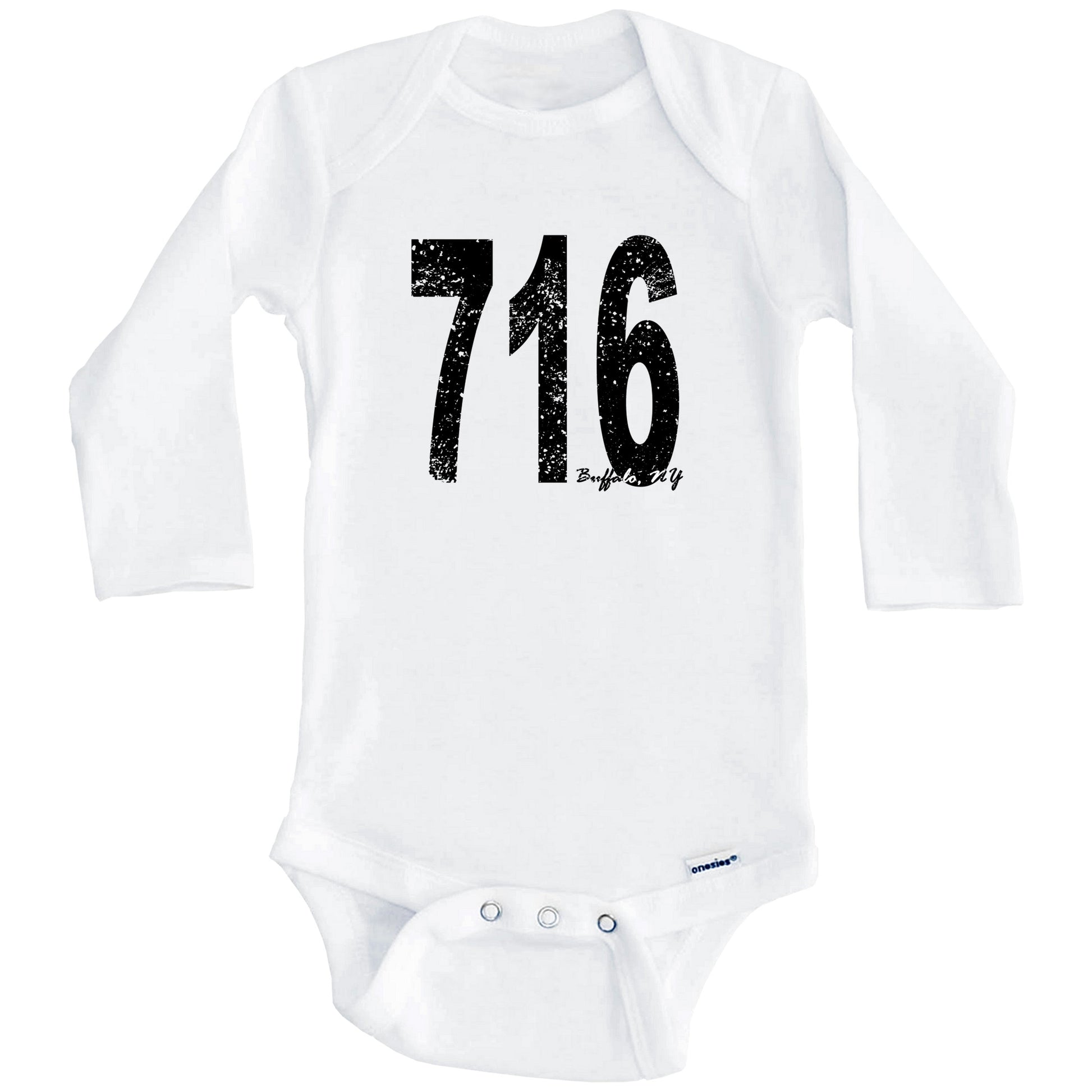 716 Buffalo New York Area Code Baby Onesie - One Piece Baby Bodysuit (Long Sleeves)