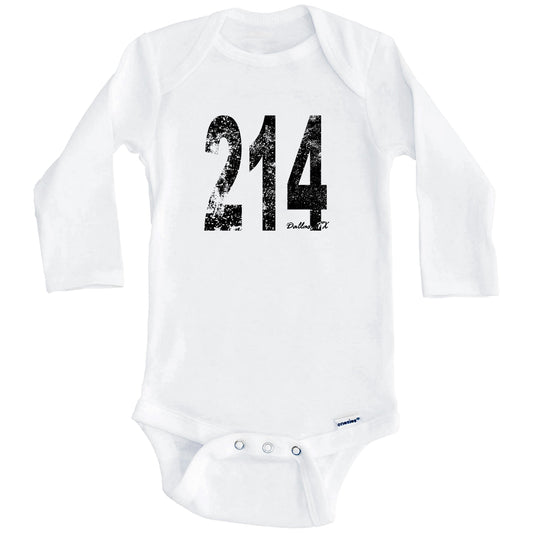 214 Dallas Texas Area Code Baby Onesie - One Piece Baby Bodysuit (Long Sleeves)