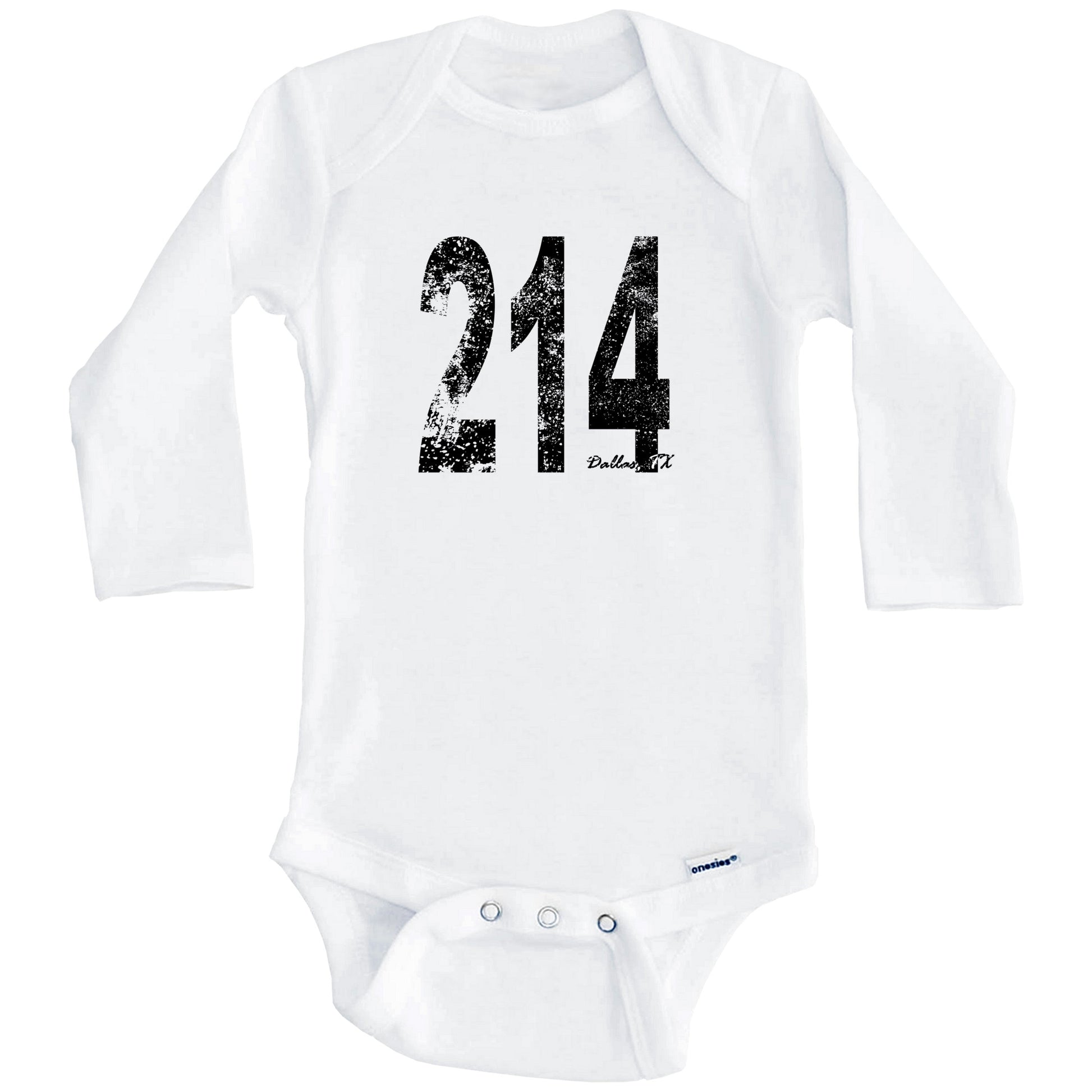 214 Dallas Texas Area Code Baby Onesie - One Piece Baby Bodysuit (Long Sleeves)