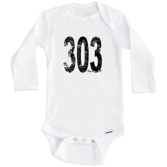 303 Denver Colorado Area Code Baby Onesie - One Piece Baby Bodysuit (Long Sleeves)