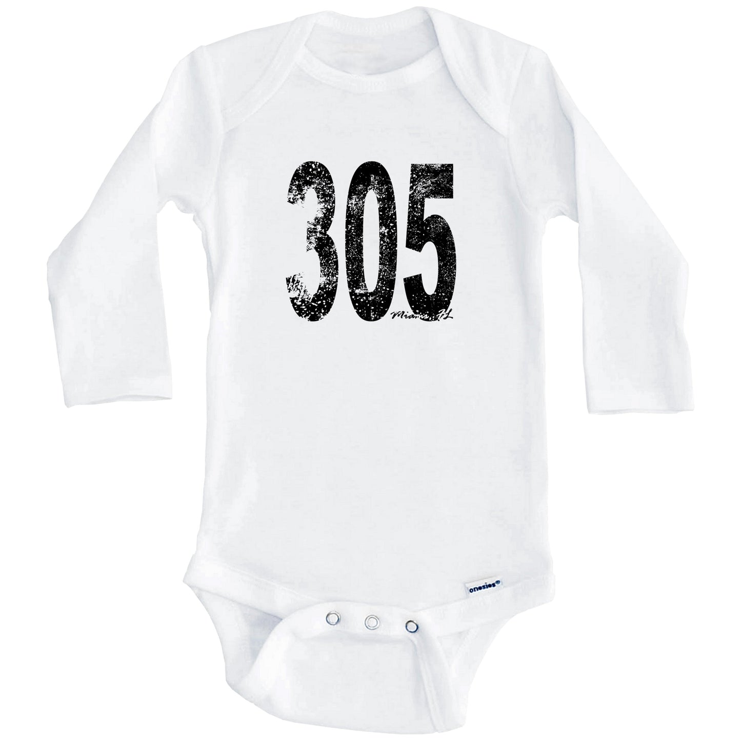 305 Miami Florida Area Code Baby Onesie - One Piece Baby Bodysuit (Long Sleeves)