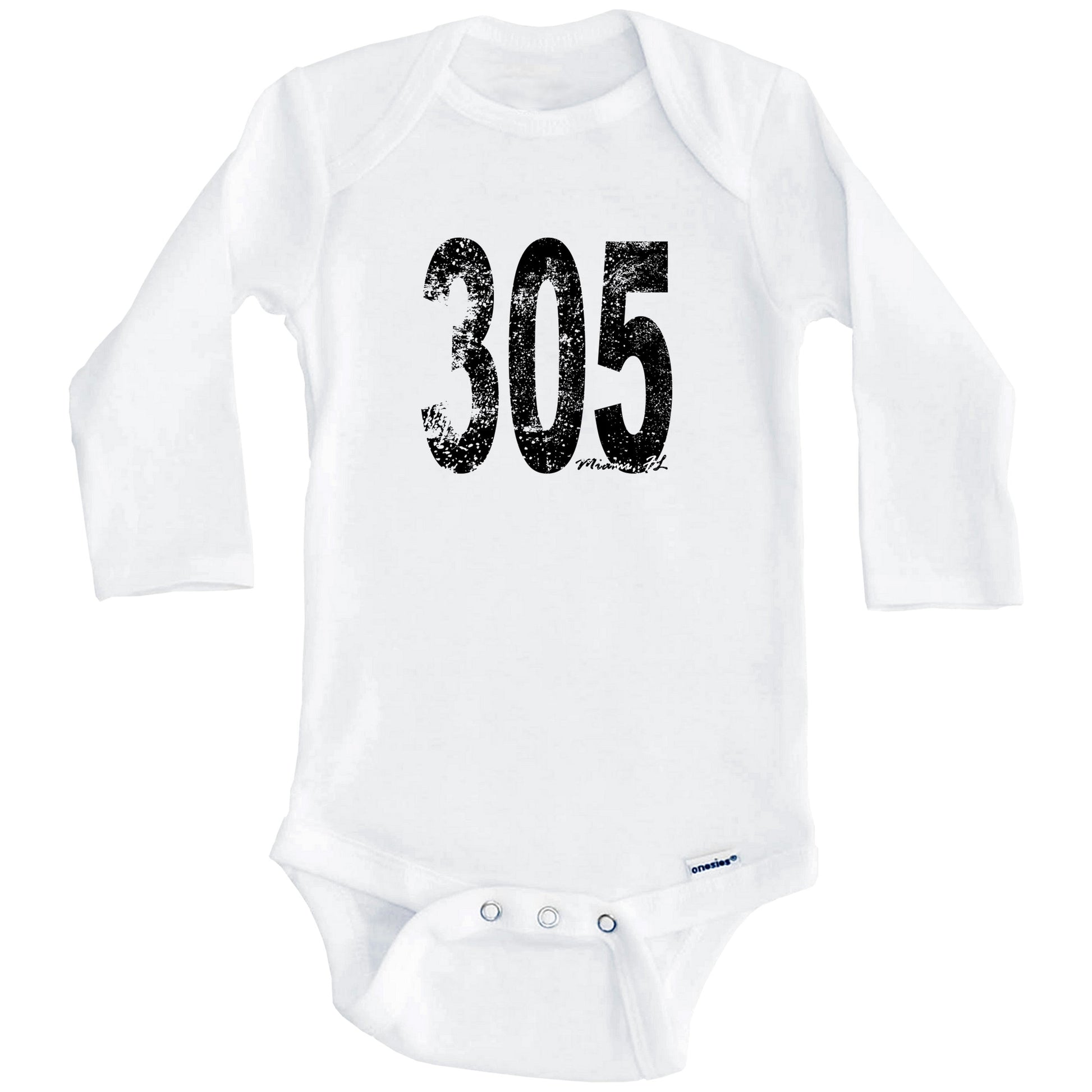 305 Miami Florida Area Code Baby Onesie - One Piece Baby Bodysuit (Long Sleeves)