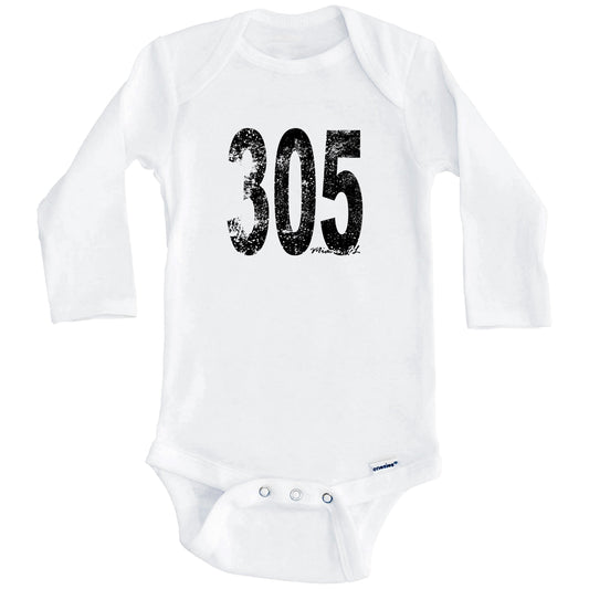 305 Miami Florida Area Code Baby Onesie - One Piece Baby Bodysuit (Long Sleeves)