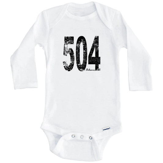 504 New Orleans Louisiana Area Code Baby Onesie - One Piece Baby Bodysuit (Long Sleeves)