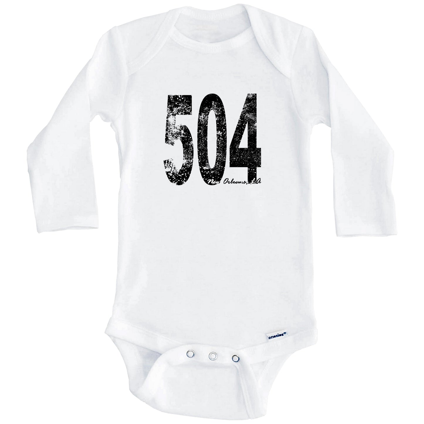504 New Orleans Louisiana Area Code Baby Onesie - One Piece Baby Bodysuit (Long Sleeves)