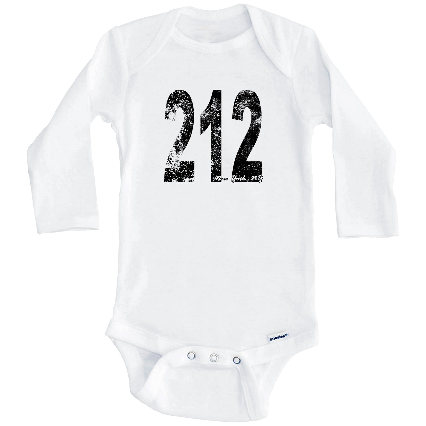 212 New York City Area Code Baby Onesie - One Piece Baby Bodysuit (Long Sleeves)