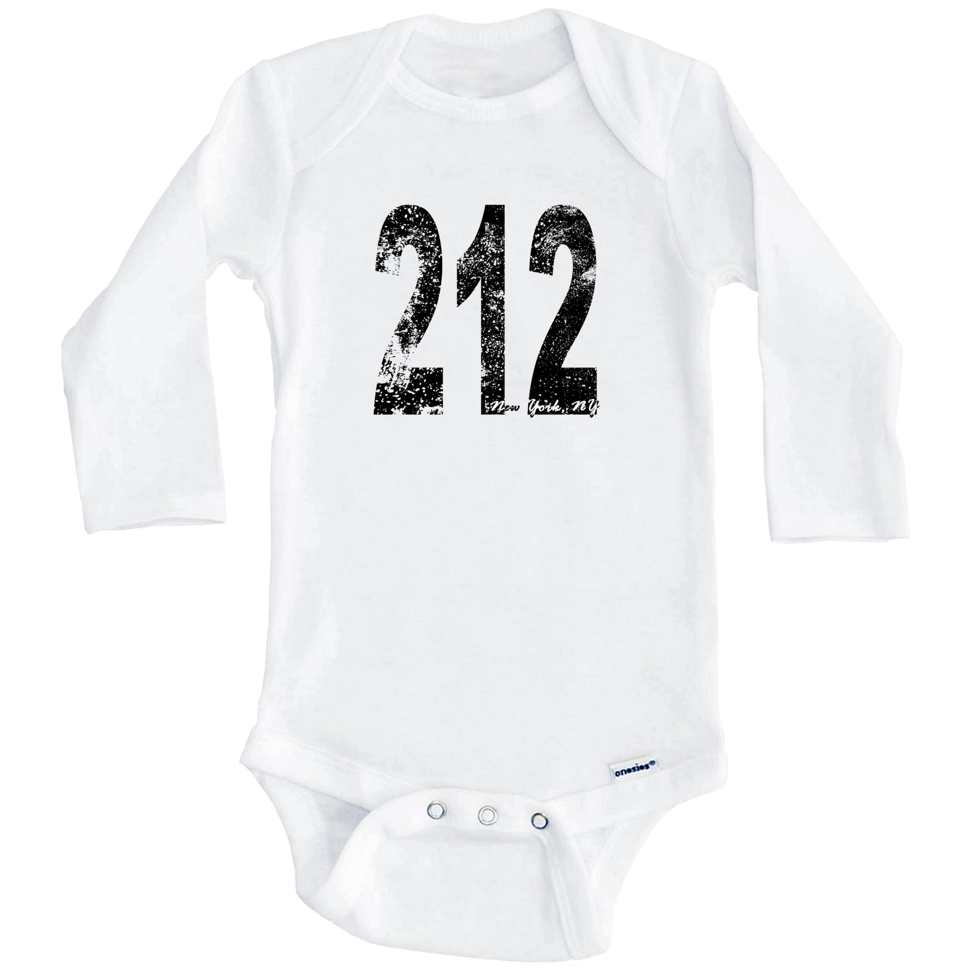 212 New York City Area Code Baby Onesie - One Piece Baby Bodysuit (Long Sleeves)