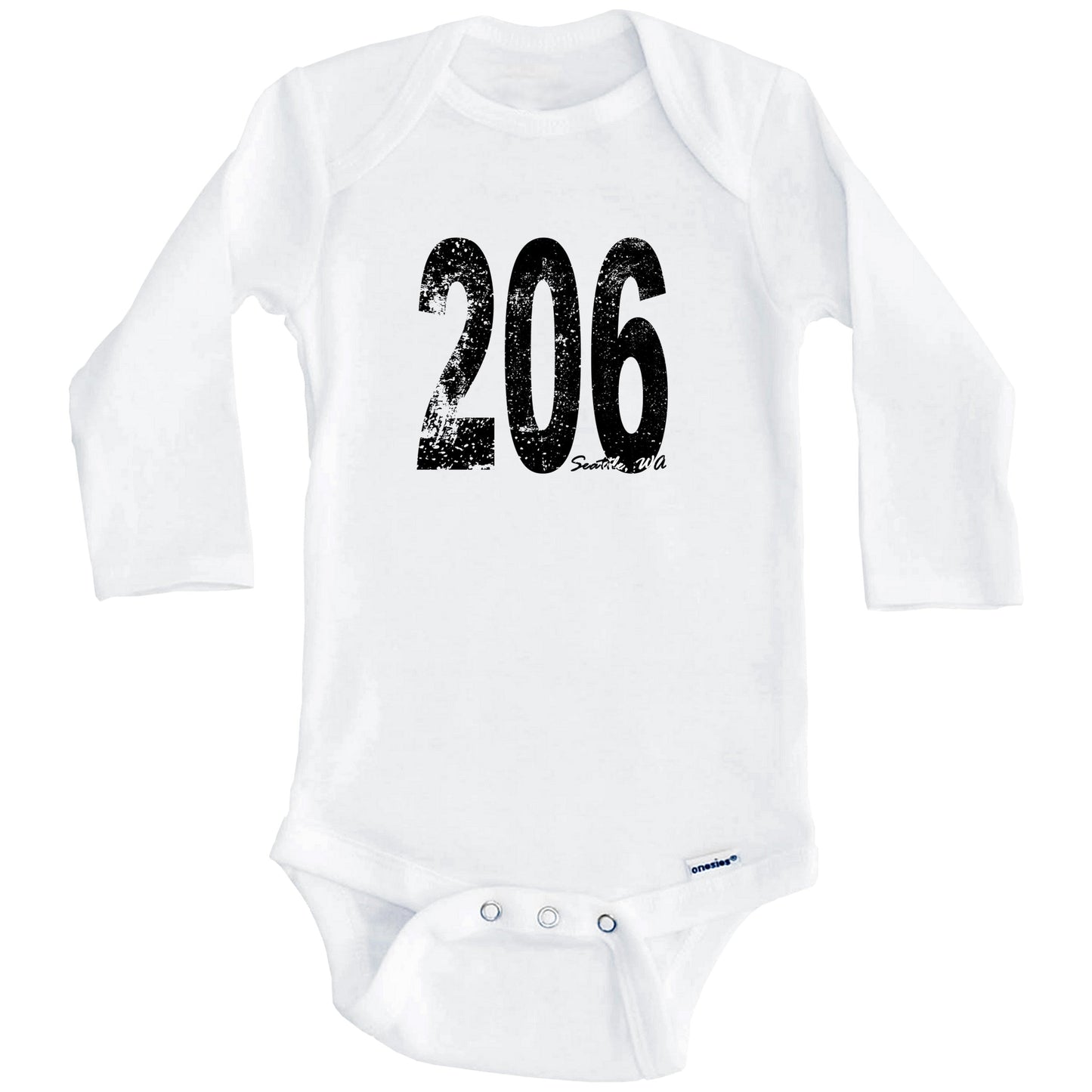 206 Seattle Washington Area Code Baby Onesie - One Piece Baby Bodysuit (Long Sleeves)