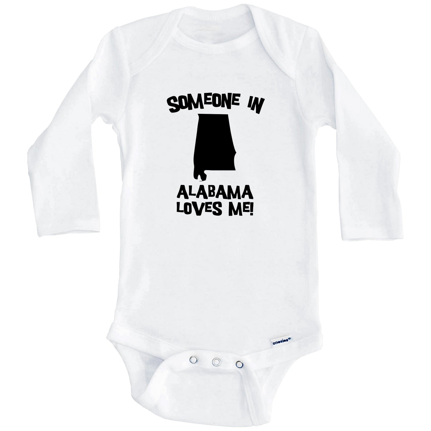 Someone In Alabama Loves Me State Silhouette Cute Baby Onesie - One Piece Baby Bodysuit (Long Sleeves)