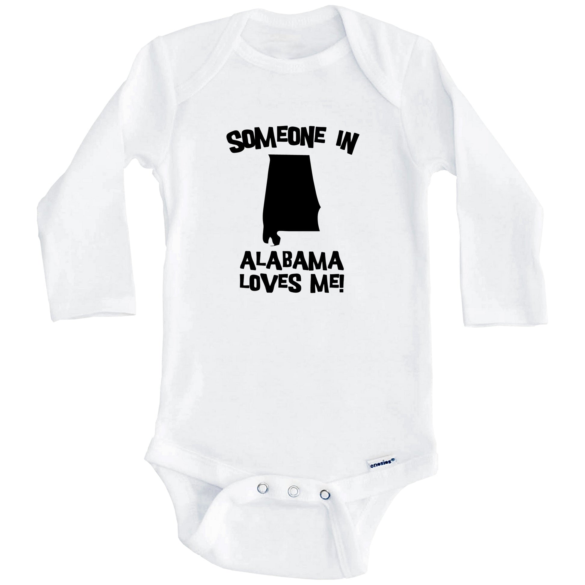 Someone In Alabama Loves Me State Silhouette Cute Baby Onesie - One Piece Baby Bodysuit (Long Sleeves)