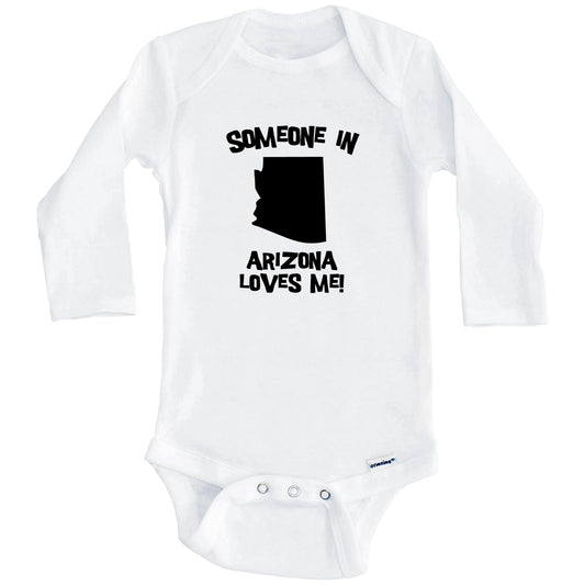 Someone In Arizona Loves Me State Silhouette Cute Baby Onesie - One Piece Baby Bodysuit (Long Sleeves)