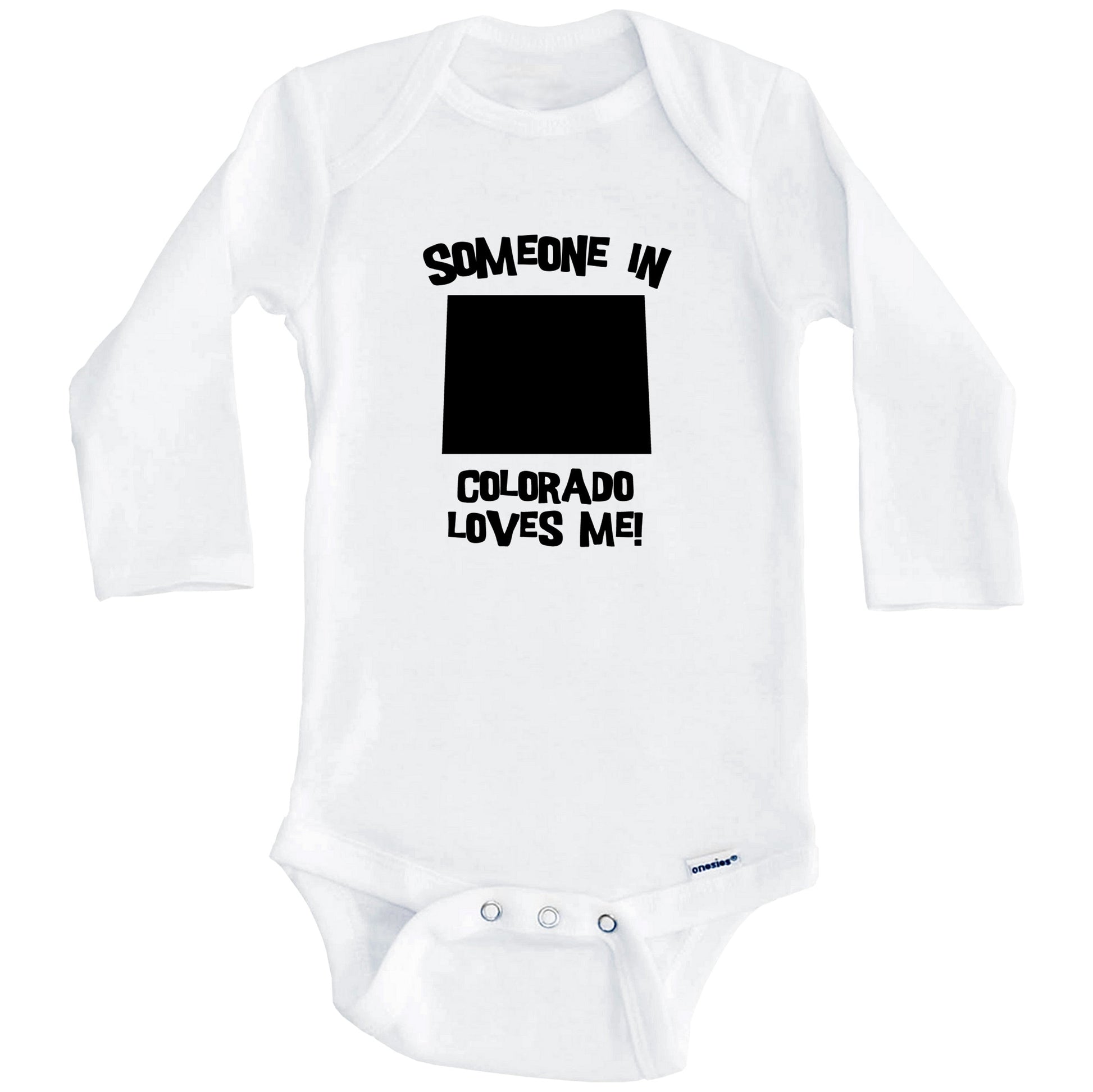 Someone In Colorado Loves Me State Silhouette Cute Baby Onesie - One Piece Baby Bodysuit (Long Sleeves)